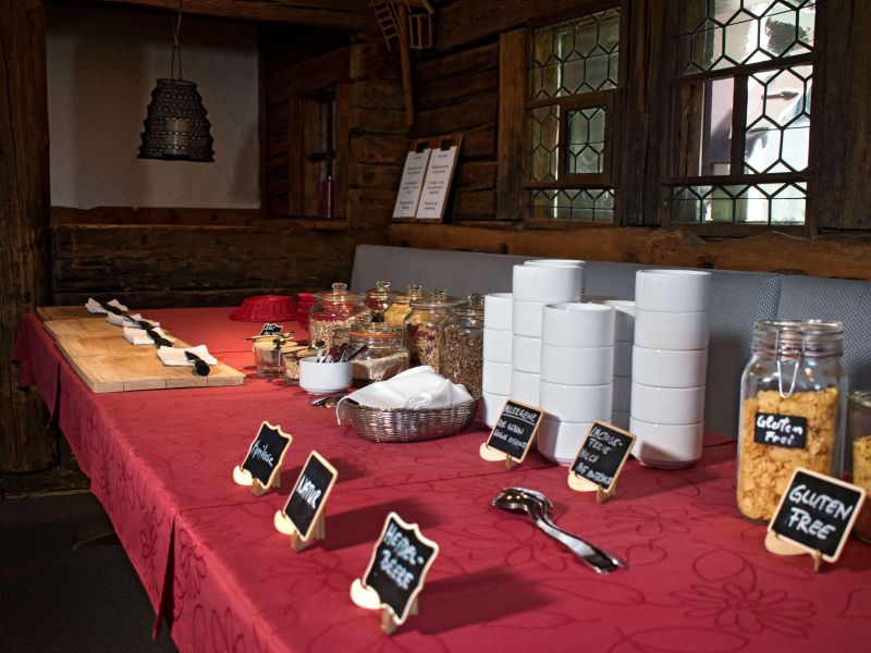 Breakfast buffet in a mountain hut