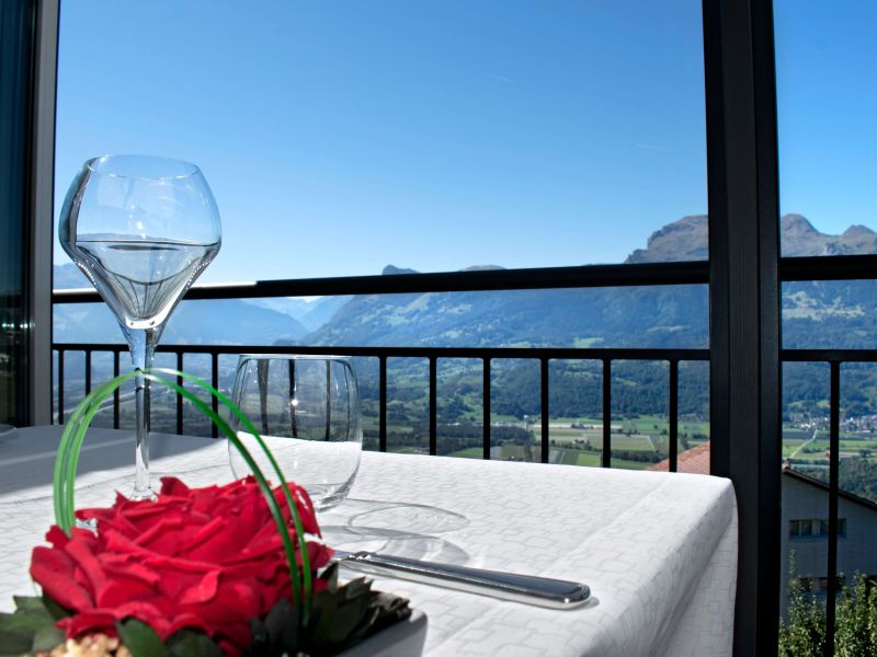 Table setting with mountain view