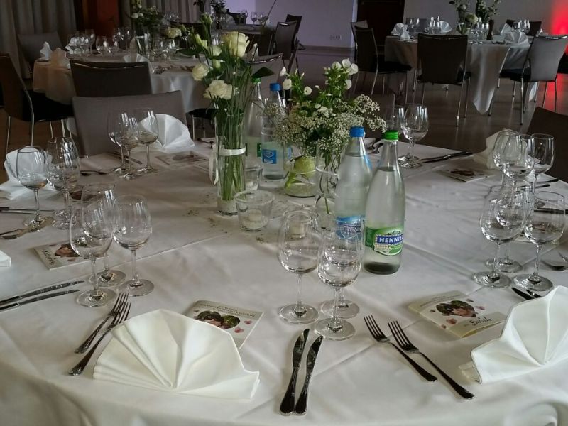 Festively set table